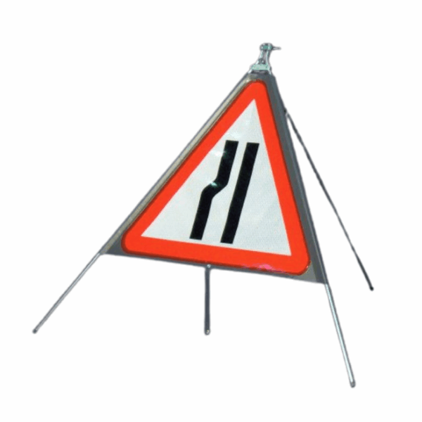 Quazar Classic™ Roll Up Flexible Road Narrows Sign - Nearside & Offside
