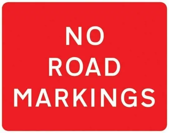 Correx 'No Road Markings' Warning Sign-0