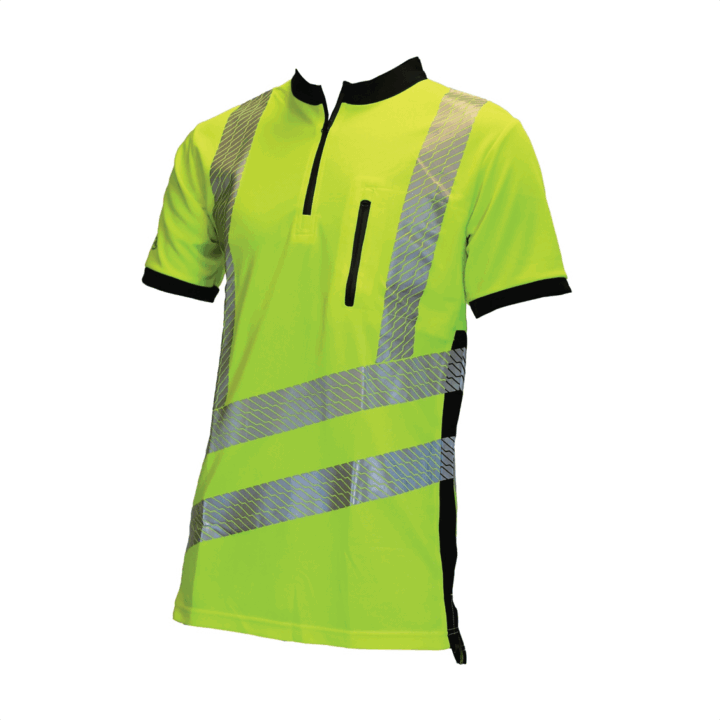 treehog polo hivis yellow short sleeve