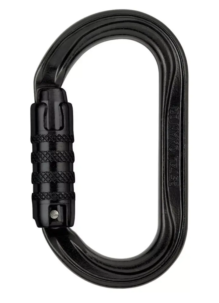 Petzl OXAN Steel Oval Black Triact Lock Karabiner-0