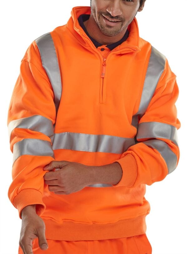 BSEEN Quarter Zipped Orange Sweatshirt (Size M)